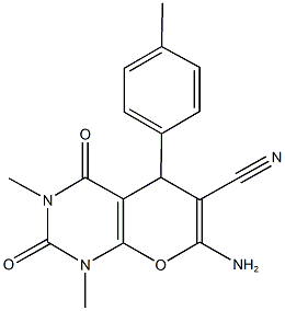 7-amino-1,3-dimethyl-5-(4-methylphenyl)-2,4-dioxo-1,3,4,5-tetrahydro-2H-pyrano[2,3-d]pyrimidine-6-carbonitrile Structure
