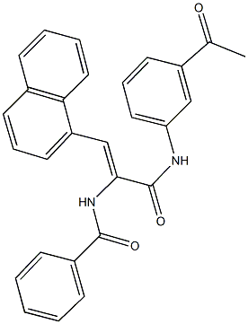 N-[1-[(3-acetylanilino)carbonyl]-2-(1-naphthyl)vinyl]benzamide 구조식 이미지