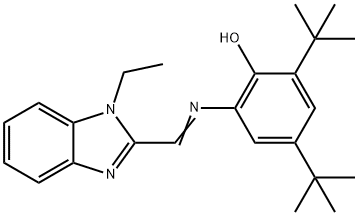 2,4-ditert-butyl-6-{[(1-ethyl-1H-benzimidazol-2-yl)methylene]amino}phenol Structure