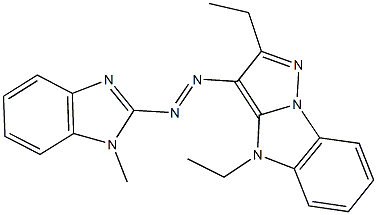 2,4-diethyl-3-[(1-methyl-1H-benzimidazol-2-yl)diazenyl]-4H-pyrazolo[1,5-a]benzimidazole Structure