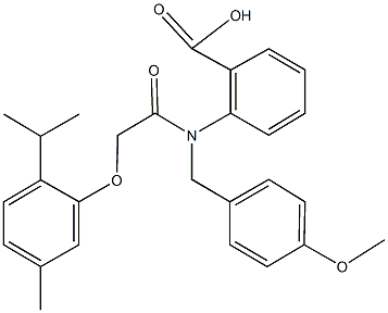 2-[[(2-isopropyl-5-methylphenoxy)acetyl](4-methoxybenzyl)amino]benzoic acid Structure
