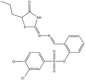 2-[2-(4-oxo-5-propyl-1,3-thiazolidin-2-ylidene)carbohydrazonoyl]phenyl 3,4-dichlorobenzenesulfonate 구조식 이미지