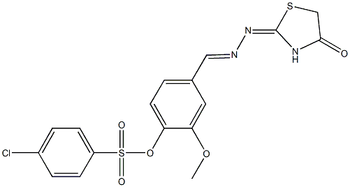 2-methoxy-4-[2-(4-oxo-1,3-thiazolidin-2-ylidene)carbohydrazonoyl]phenyl 4-chlorobenzenesulfonate 구조식 이미지