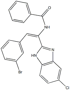 N-[2-(3-bromophenyl)-1-(5-chloro-1H-benzimidazol-2-yl)vinyl]benzamide 구조식 이미지