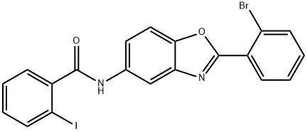 N-[2-(2-bromophenyl)-1,3-benzoxazol-5-yl]-2-iodobenzamide 구조식 이미지