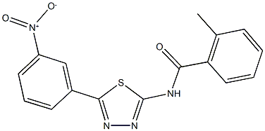 N-(5-{3-nitrophenyl}-1,3,4-thiadiazol-2-yl)-2-methylbenzamide 구조식 이미지