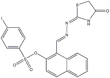 1-[2-(4-oxo-1,3-thiazolidin-2-ylidene)carbohydrazonoyl]-2-naphthyl 4-iodobenzenesulfonate Structure