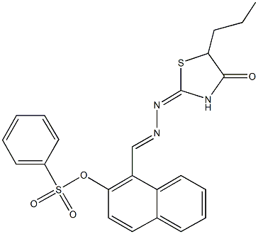 1-[2-(4-oxo-5-propyl-1,3-thiazolidin-2-ylidene)carbohydrazonoyl]-2-naphthyl benzenesulfonate Structure