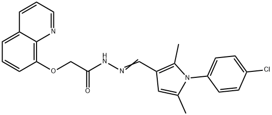 N'-{[1-(4-chlorophenyl)-2,5-dimethyl-1H-pyrrol-3-yl]methylene}-2-(8-quinolinyloxy)acetohydrazide 구조식 이미지