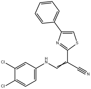 3-(3,4-dichloroanilino)-2-(4-phenyl-1,3-thiazol-2-yl)acrylonitrile 구조식 이미지