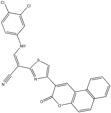 3-(3,4-dichloroanilino)-2-[4-(3-oxo-3H-benzo[f]chromen-2-yl)-1,3-thiazol-2-yl]acrylonitrile 구조식 이미지
