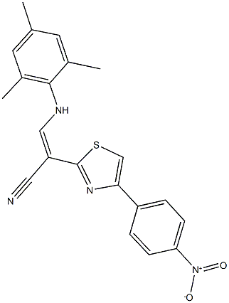 2-(4-{4-nitrophenyl}-1,3-thiazol-2-yl)-3-(mesitylamino)acrylonitrile Structure
