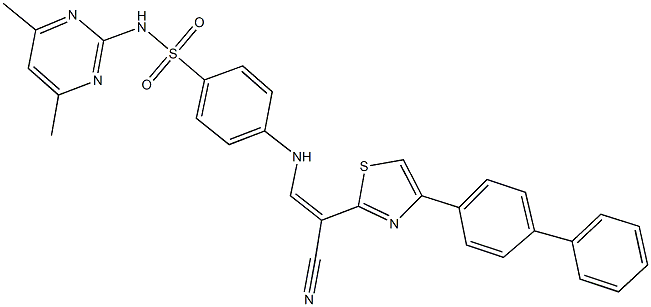 4-{[2-(4-[1,1'-biphenyl]-4-yl-1,3-thiazol-2-yl)-2-cyanovinyl]amino}-N-(4,6-dimethyl-2-pyrimidinyl)benzenesulfonamide Structure