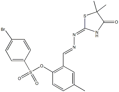 2-[2-(5,5-dimethyl-4-oxo-1,3-thiazolidin-2-ylidene)carbohydrazonoyl]-4-methylphenyl 4-bromobenzenesulfonate 구조식 이미지