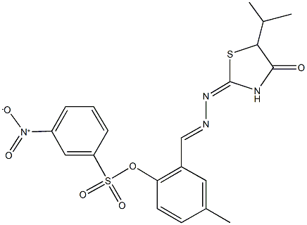 2-[2-(5-isopropyl-4-oxo-1,3-thiazolidin-2-ylidene)carbohydrazonoyl]-4-methylphenyl 3-nitrobenzenesulfonate Structure