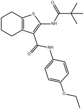 2-[(2,2-dimethylpropanoyl)amino]-N-(4-ethoxyphenyl)-4,5,6,7-tetrahydro-1-benzothiophene-3-carboxamide 구조식 이미지