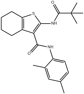 N-(2,4-dimethylphenyl)-2-[(2,2-dimethylpropanoyl)amino]-4,5,6,7-tetrahydro-1-benzothiophene-3-carboxamide 구조식 이미지