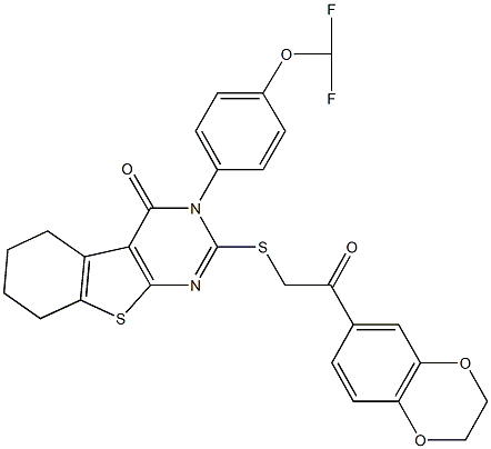 3-[4-(difluoromethoxy)phenyl]-2-{[2-(2,3-dihydro-1,4-benzodioxin-6-yl)-2-oxoethyl]sulfanyl}-5,6,7,8-tetrahydro[1]benzothieno[2,3-d]pyrimidin-4(3H)-one Structure