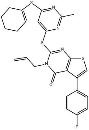 3-allyl-5-(4-fluorophenyl)-2-[(2-methyl-5,6,7,8-tetrahydro[1]benzothieno[2,3-d]pyrimidin-4-yl)sulfanyl]thieno[2,3-d]pyrimidin-4(3H)-one Structure