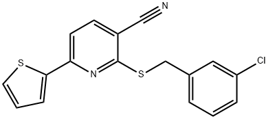 2-[(3-chlorobenzyl)sulfanyl]-6-(2-thienyl)nicotinonitrile Structure