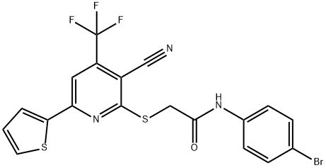 N-(4-bromophenyl)-2-{[3-cyano-6-(2-thienyl)-4-(trifluoromethyl)-2-pyridinyl]sulfanyl}acetamide 구조식 이미지