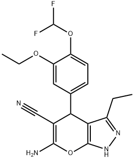 6-amino-4-[4-(difluoromethoxy)-3-ethoxyphenyl]-3-ethyl-1,4-dihydropyrano[2,3-c]pyrazole-5-carbonitrile Structure