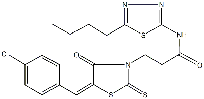 N-(5-butyl-1,3,4-thiadiazol-2-yl)-3-[5-(4-chlorobenzylidene)-4-oxo-2-thioxo-1,3-thiazolidin-3-yl]propanamide Structure