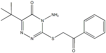 4-amino-6-tert-butyl-3-[(2-oxo-2-phenylethyl)sulfanyl]-1,2,4-triazin-5(4H)-one 구조식 이미지