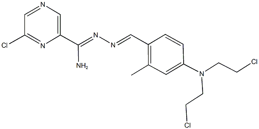 N'-{4-[bis(2-chloroethyl)amino]-2-methylbenzylidene}-6-chloro-2-pyrazinecarbohydrazonamide 구조식 이미지