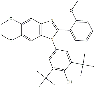 2,6-ditert-butyl-4-[5,6-dimethoxy-2-(2-methoxyphenyl)-1H-benzimidazol-1-yl]phenol 구조식 이미지