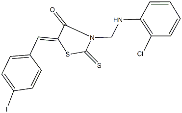 3-[(2-chloroanilino)methyl]-5-(4-iodobenzylidene)-2-thioxo-1,3-thiazolidin-4-one 구조식 이미지