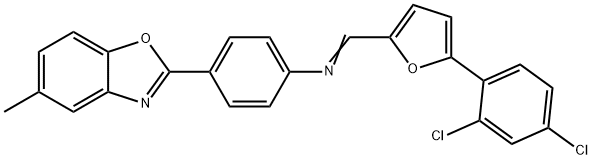 N-{[5-(2,4-dichlorophenyl)-2-furyl]methylene}-N-[4-(5-methyl-1,3-benzoxazol-2-yl)phenyl]amine Structure