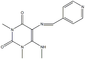 1,3-dimethyl-6-(methylamino)-5-[(4-pyridinylmethylene)amino]-2,4(1H,3H)-pyrimidinedione 구조식 이미지