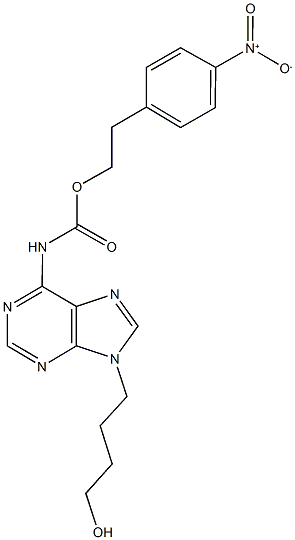 2-{4-nitrophenyl}ethyl 9-(4-hydroxybutyl)-9H-purin-6-ylcarbamate 구조식 이미지