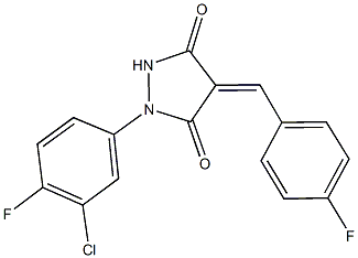 1-(3-chloro-4-fluorophenyl)-4-(4-fluorobenzylidene)-3,5-pyrazolidinedione Structure