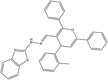 4-(2-methylphenyl)-2,6-diphenyl-4H-pyran-3-carbaldehyde 1,3-benzothiazol-2-ylhydrazone Structure