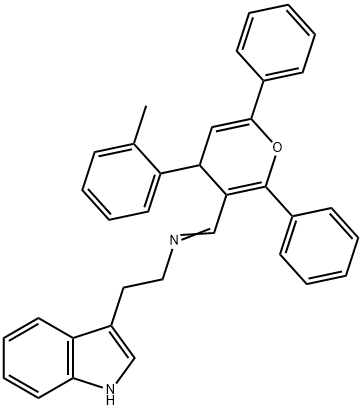 N-[2-(1H-indol-3-yl)ethyl]-N-{[4-(2-methylphenyl)-2,6-diphenyl-4H-pyran-3-yl]methylene}amine Structure