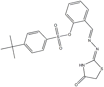 2-[2-(4-oxo-1,3-thiazolidin-2-ylidene)carbohydrazonoyl]phenyl 4-tert-butylbenzenesulfonate 구조식 이미지
