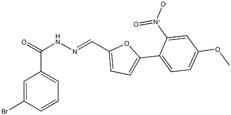 3-bromo-N'-[(5-{2-nitro-4-methoxyphenyl}-2-furyl)methylene]benzohydrazide 구조식 이미지