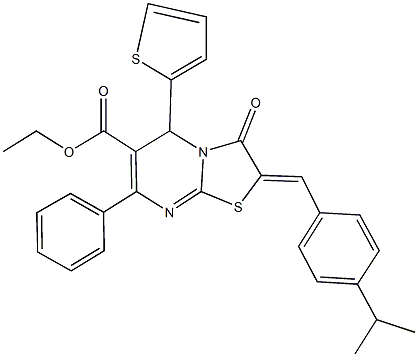 ethyl 2-(4-isopropylbenzylidene)-3-oxo-7-phenyl-5-(2-thienyl)-2,3-dihydro-5H-[1,3]thiazolo[3,2-a]pyrimidine-6-carboxylate Structure