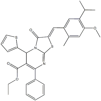 ethyl 2-(5-isopropyl-4-methoxy-2-methylbenzylidene)-3-oxo-7-phenyl-5-(2-thienyl)-2,3-dihydro-5H-[1,3]thiazolo[3,2-a]pyrimidine-6-carboxylate Structure