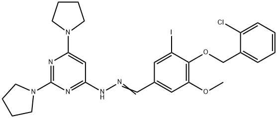 4-[(2-chlorobenzyl)oxy]-3-iodo-5-methoxybenzaldehyde (2,6-dipyrrolidin-1-ylpyrimidin-4-yl)hydrazone Structure