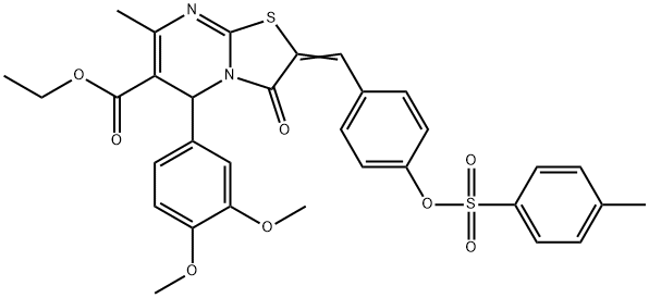 ethyl 5-(3,4-dimethoxyphenyl)-7-methyl-2-(4-{[(4-methylphenyl)sulfonyl]oxy}benzylidene)-3-oxo-2,3-dihydro-5H-[1,3]thiazolo[3,2-a]pyrimidine-6-carboxylate Structure