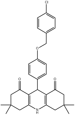 9-{4-[(4-chlorobenzyl)oxy]phenyl}-3,3,6,6-tetramethyl-3,4,6,7,9,10-hexahydro-1,8(2H,5H)-acridinedione Structure