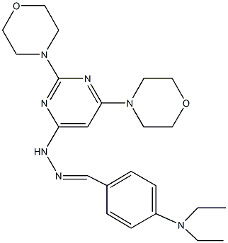 4-(diethylamino)benzaldehyde (2,6-dimorpholin-4-ylpyrimidin-4-yl)hydrazone Structure
