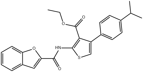 ethyl 2-[(1-benzofuran-2-ylcarbonyl)amino]-4-(4-isopropylphenyl)-3-thiophenecarboxylate 구조식 이미지