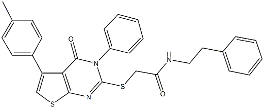 2-{[5-(4-methylphenyl)-4-oxo-3-phenyl-3,4-dihydrothieno[2,3-d]pyrimidin-2-yl]sulfanyl}-N-(2-phenylethyl)acetamide Structure