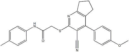 2-{[3-cyano-4-(4-methoxyphenyl)-6,7-dihydro-5H-cyclopenta[b]pyridin-2-yl]sulfanyl}-N-(4-methylphenyl)acetamide Structure