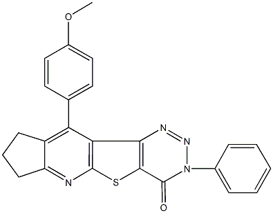 10-(4-methoxyphenyl)-3-phenyl-8,9-dihydro-3H-cyclopenta[5',6']pyrido[3',2':4,5]thieno[3,2-d][1,2,3]triazin-4(7H)-one 구조식 이미지