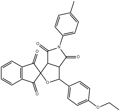 3-(4-ethoxyphenyl)-5-(4-methylphenyl)-1',3',4,6-tetraoxo-1,3,3a,4,6,6a-hexahydrospiro(1H-furo[3,4-c]pyrrole-1,2'-indane) Structure